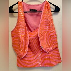 Nasty Gal Pink and Orange Sequin Vest